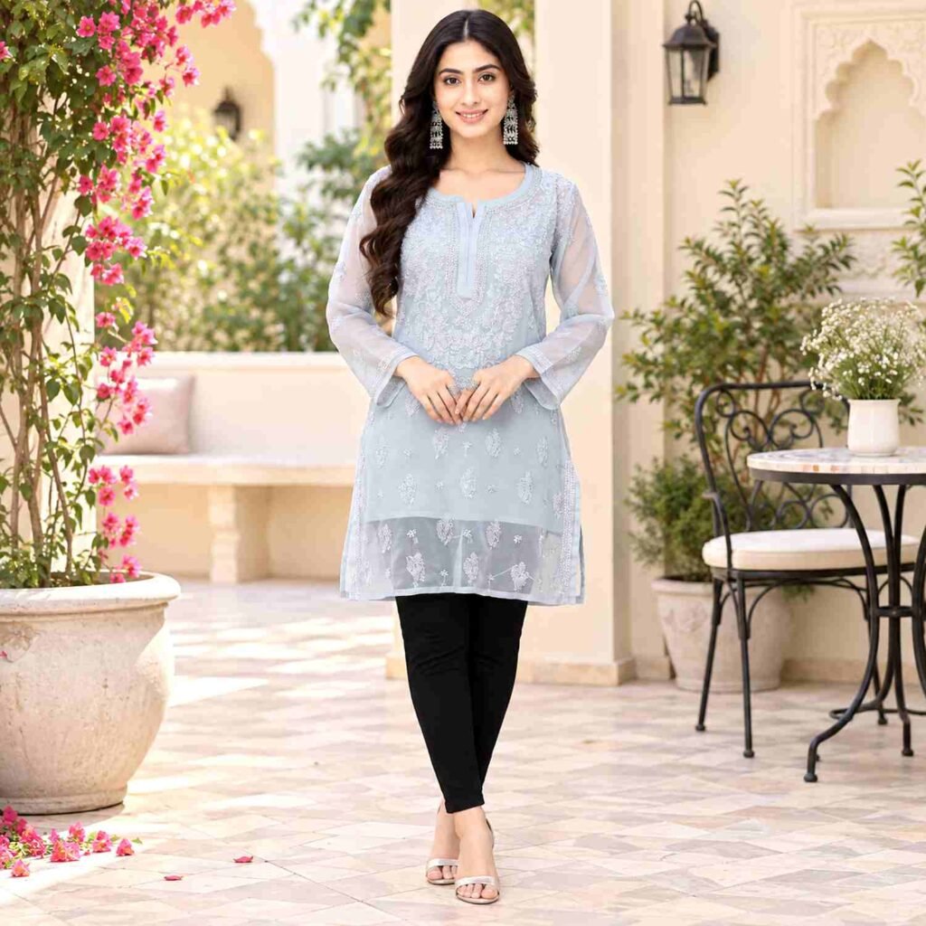 grey Lucknowi kurti